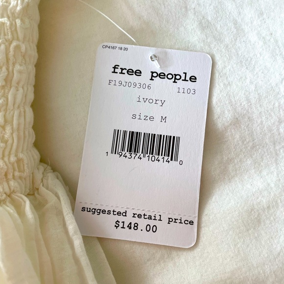 Free People white eyelet  peasant mini dress size M - Picture 3 of 5